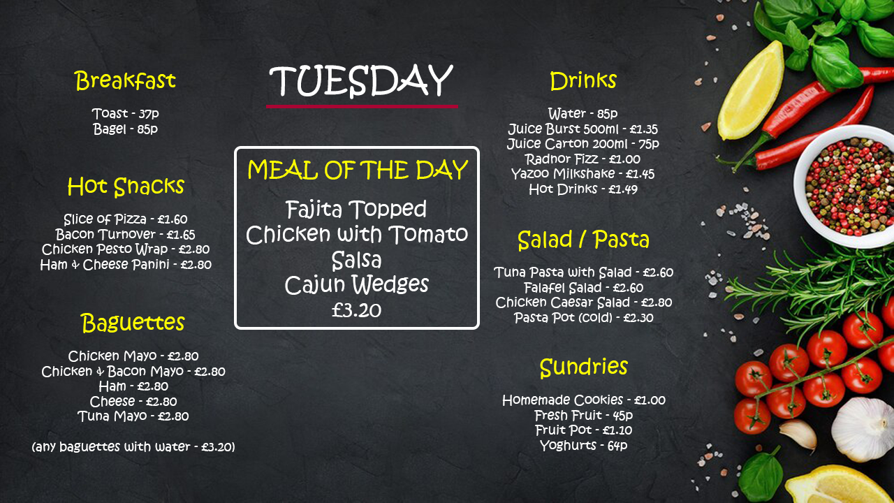 Canteen Price List Tues A