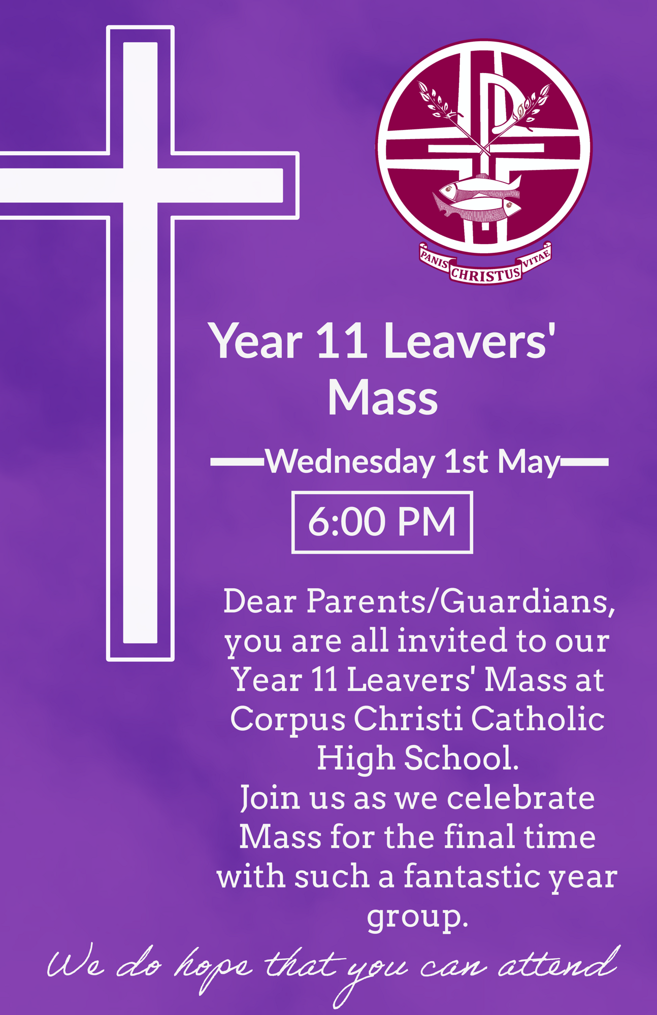 Year 11 Leavers' Mass Invitation